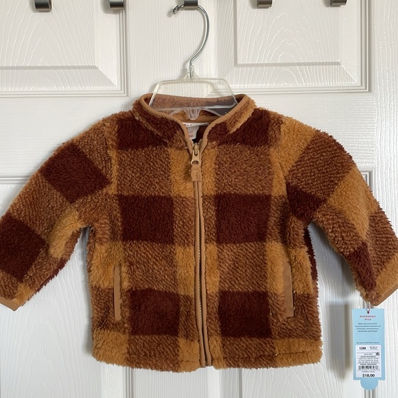 New! Toddler Boys' Faux Shearling Zip-Up Jacket - Cat & Jack™ Brown Size 12 M - Picture 2 of 8